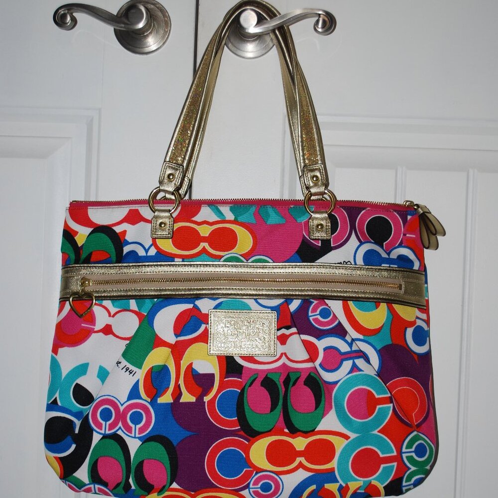 👜🌈Beautiful and Rare Coach Poppy Tote/Bag H1259-F20080👜🌈